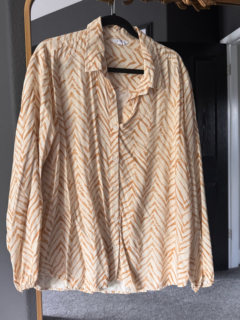 Light Cream & Tan Chevron Button-Down Shirt